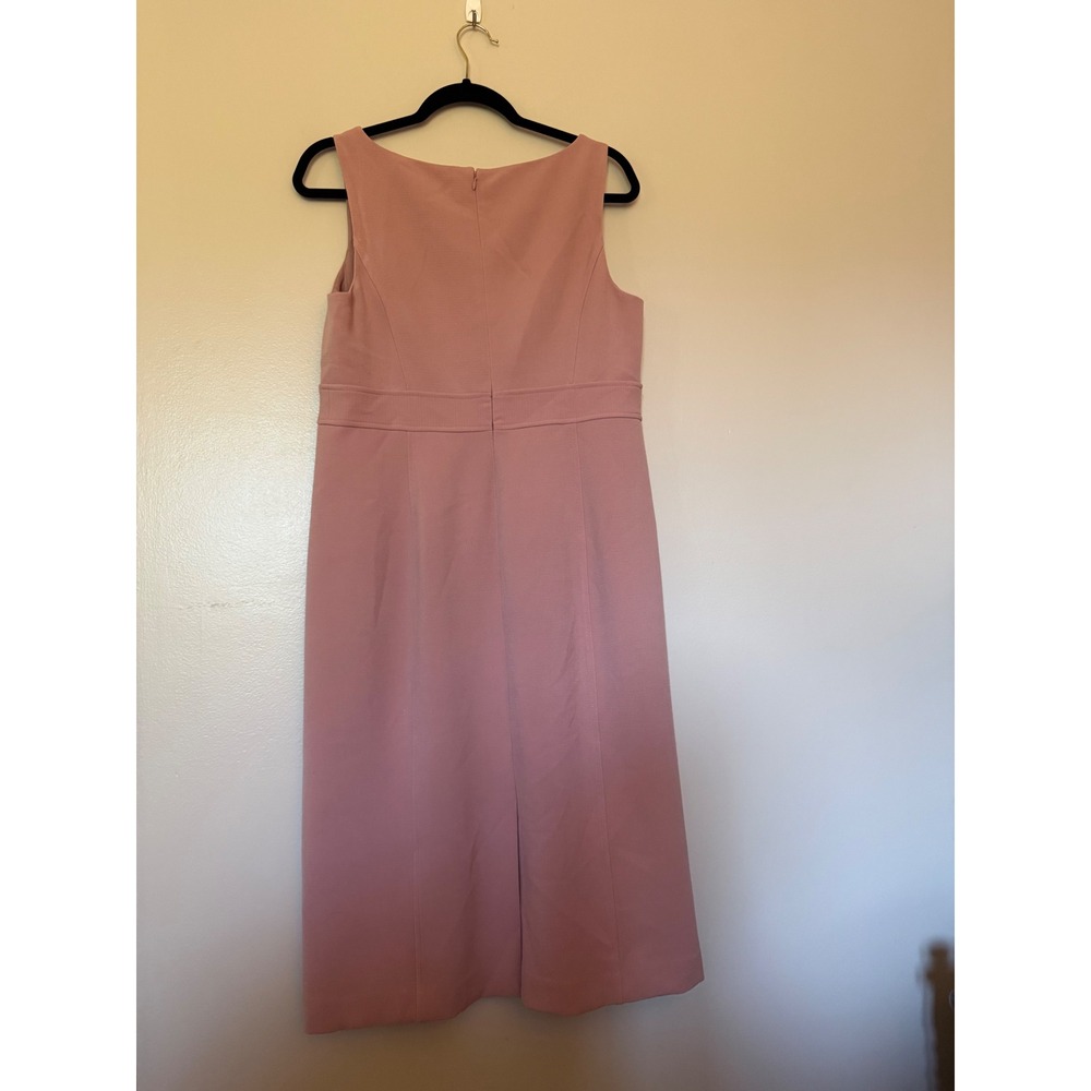 Ann Taylor Pink Sleeveless Sheath Dress Midi Boat Neck Professional Size 10